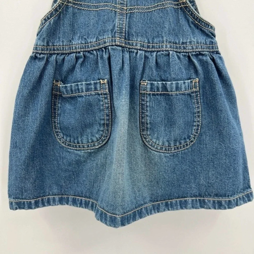 Oshkosh Vestbak Dress Denim Jeans Overall Embroidered Flower Skirtall